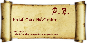 Patócs Nándor névjegykártya